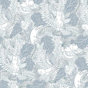 Botanical Blue Gato Garden Novelty Peel & Stick Wallpaper