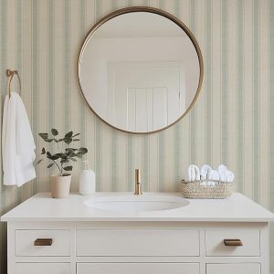 Beige Stripe Peel and Stick Fabric Canvas Wallpaper