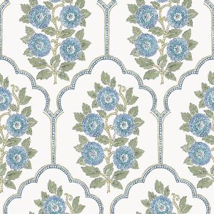 Society Social Floral Bazaar Green and Blue Peel and Stick Wallpaper